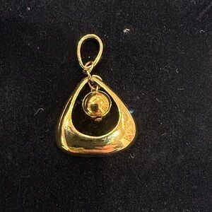 Vintage Gold Tone Abstract Drop Pendant 1970s Modernist Charm